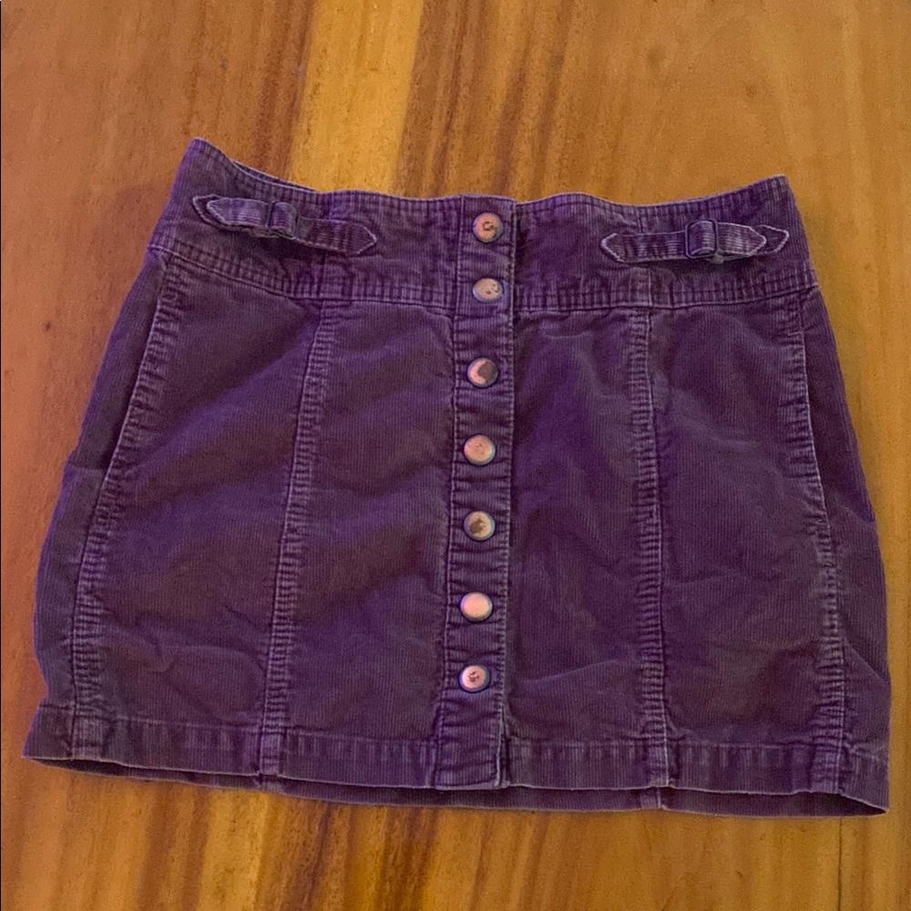 Vintage Corduroy GAP Grey A-Line/Mini Skirt for Casual Wear Fun w/ Snaps
